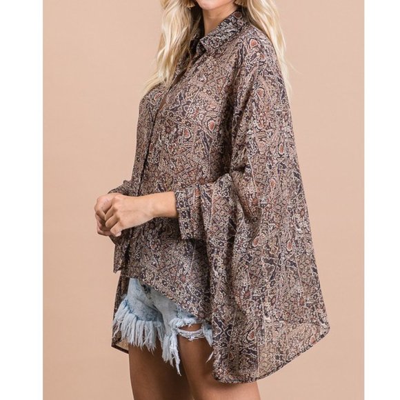 Chiffon Boxy Button Down - Picture 3 of 8